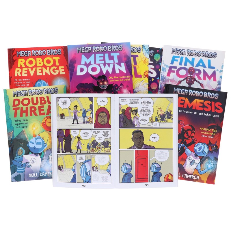 Mega Robo Bros Series by Neill Cameron Graphic Novels 8 Books Set - Ages 9-12-PB gallery