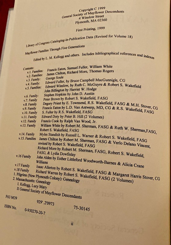 Mayflower Families Through Five Generations Vol 18 Part 2-5th Gen Richard Warren gallery