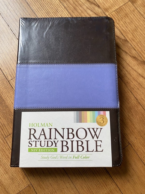 NIP NEW NIV Rainbow Study Bible Purple leathertouch Bible imitation leather