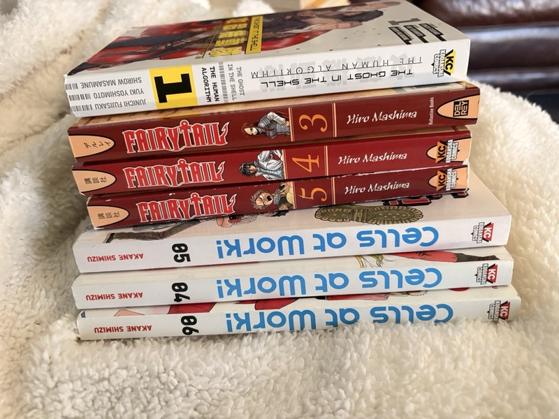 Ghost In The Shell 1 Fairy tail 3 4 5 Cells At Work 4 5 6 Manga Lot 7