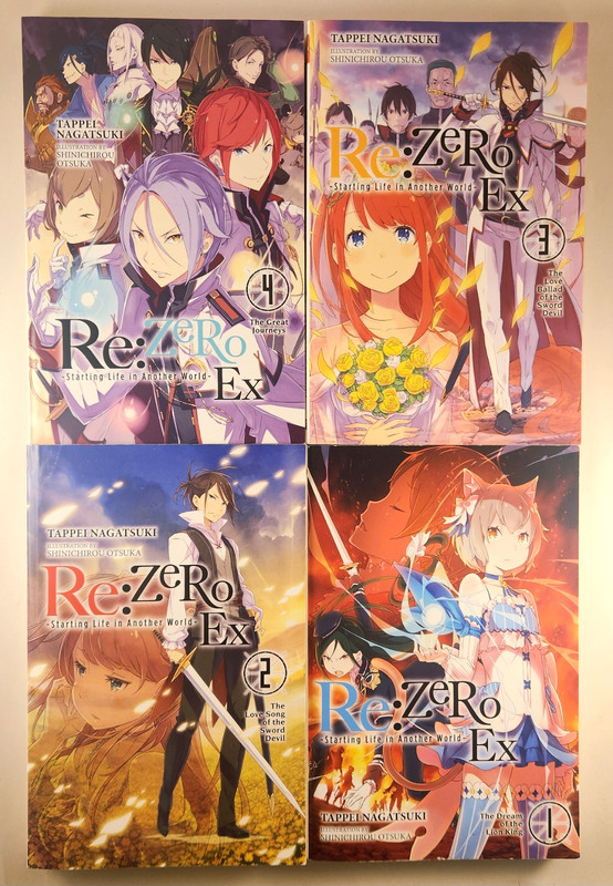 Lot of 4 Re:ZERO -Starting Life in Another World- Ex, Vol. 1 – 4 Light Novel Set