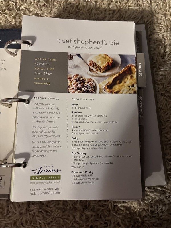 Publix Aprons Simple Meals Cookbook 3 Ring Binder W/ Tabs 100+ Recipe Cards gallery