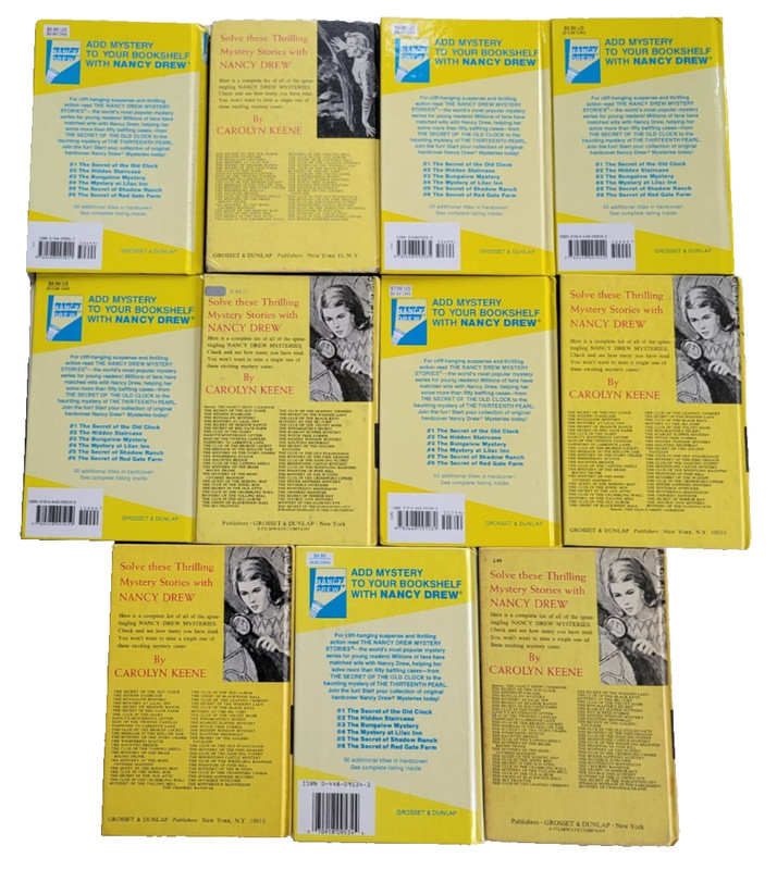 Lot of 11, Carolyn Keene, Nancy Drew Mystery stories 1-6, 8, 27, 32, 34, 36, HC gallery