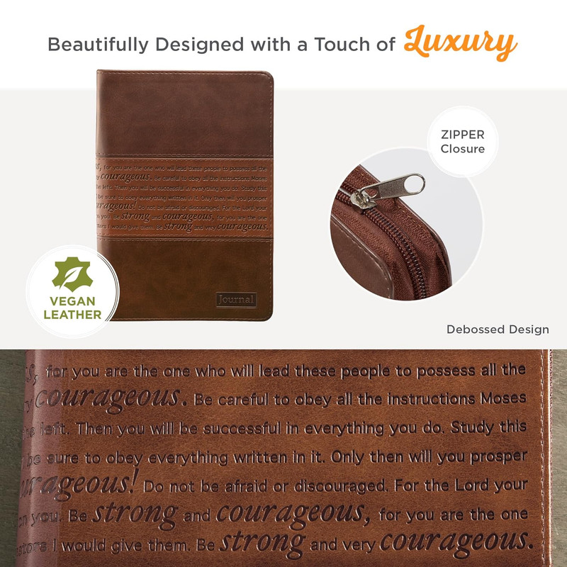 Classic Faux Leather Journal Strong and Courageous Joshua 1:57 Bible Verse, Brow gallery