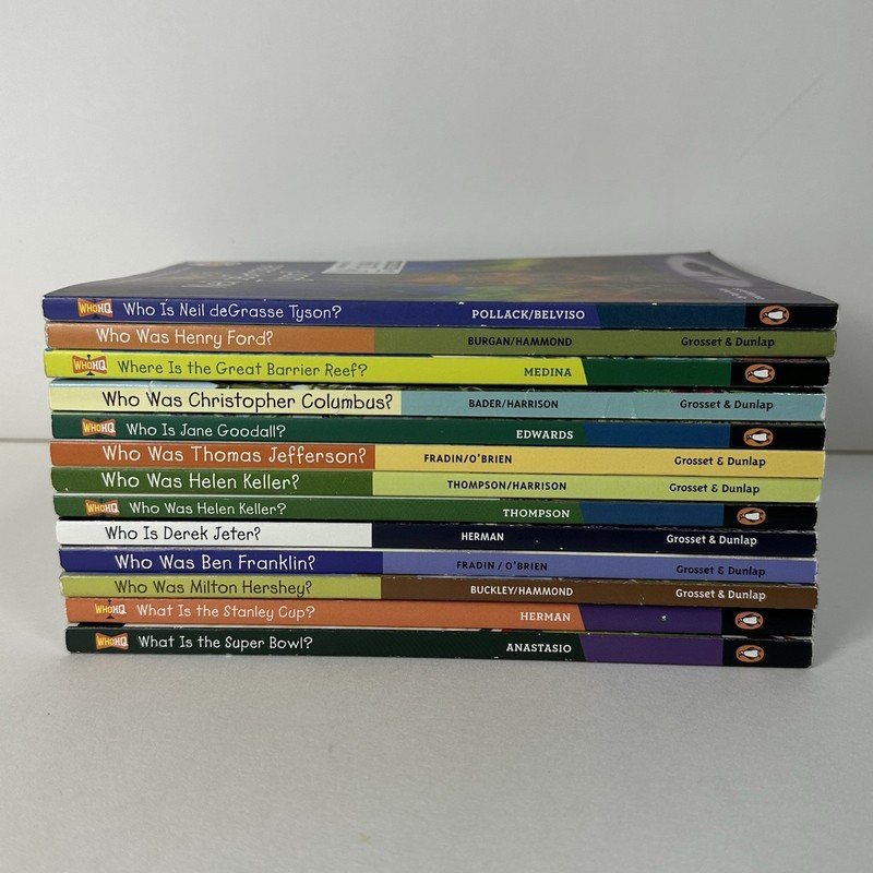 Who Is? Who Was? What Is? Lot of 13 Books, Ford, Franklin, Keller, Columbus Good