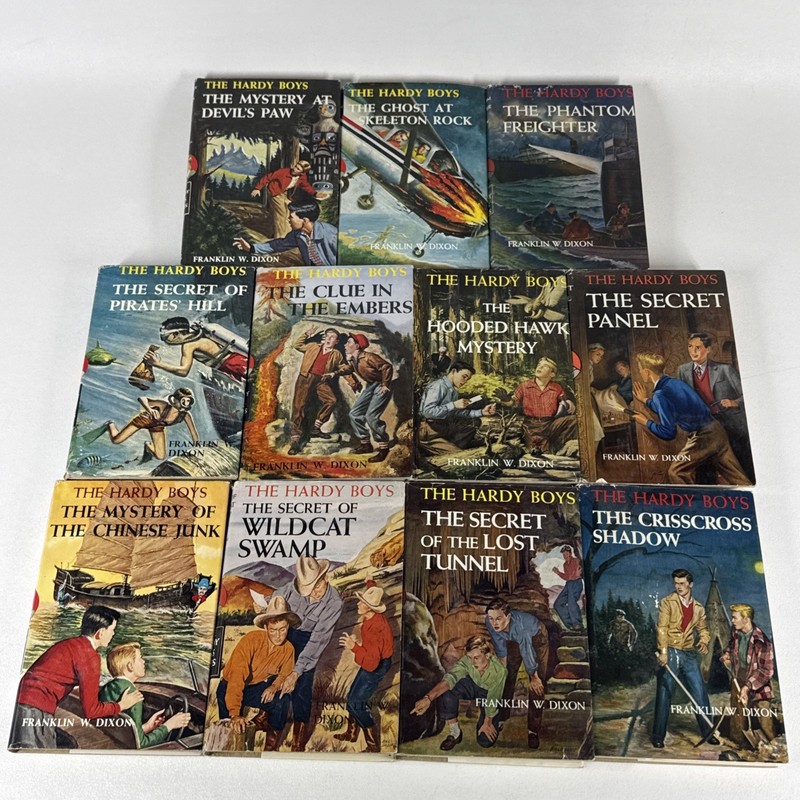 Hardy Boys Books Franklin W. Dixon Lot of 11 DUST JACKETS Brown Covers