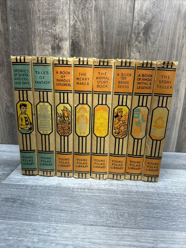 Young Folks Library 1952 Lot of 8 Children’s Story Books Illustrated Hardcover