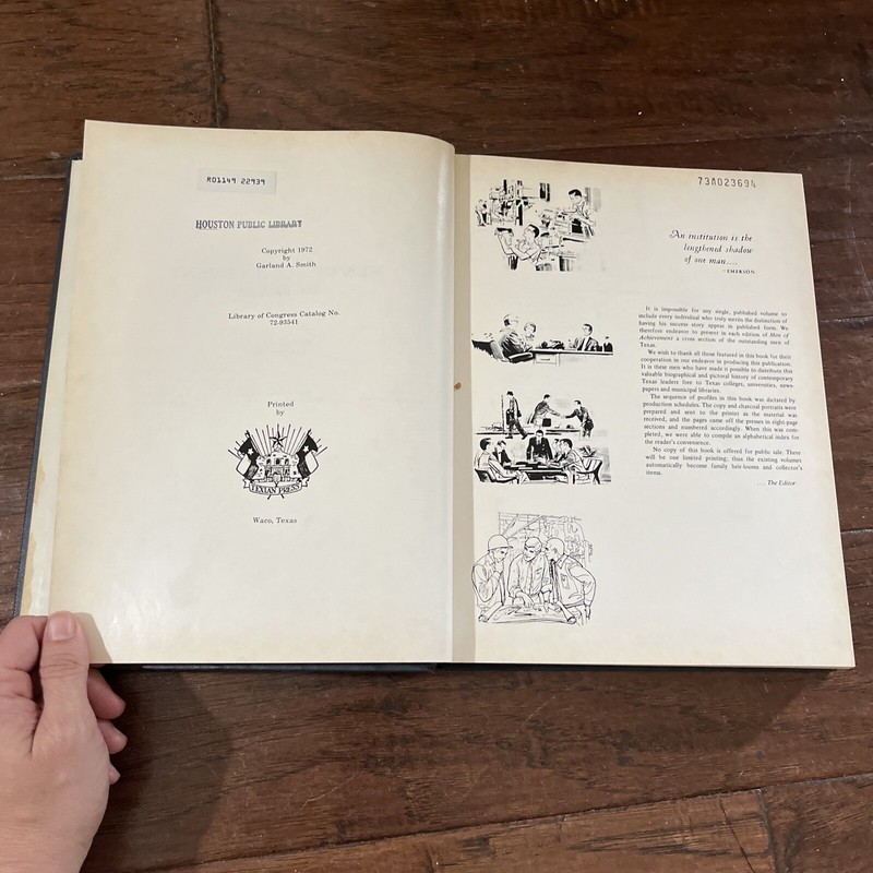 Men of Achievement in Texas by Garland A. Smith, Editor 1972 hardcover 432 pages gallery
