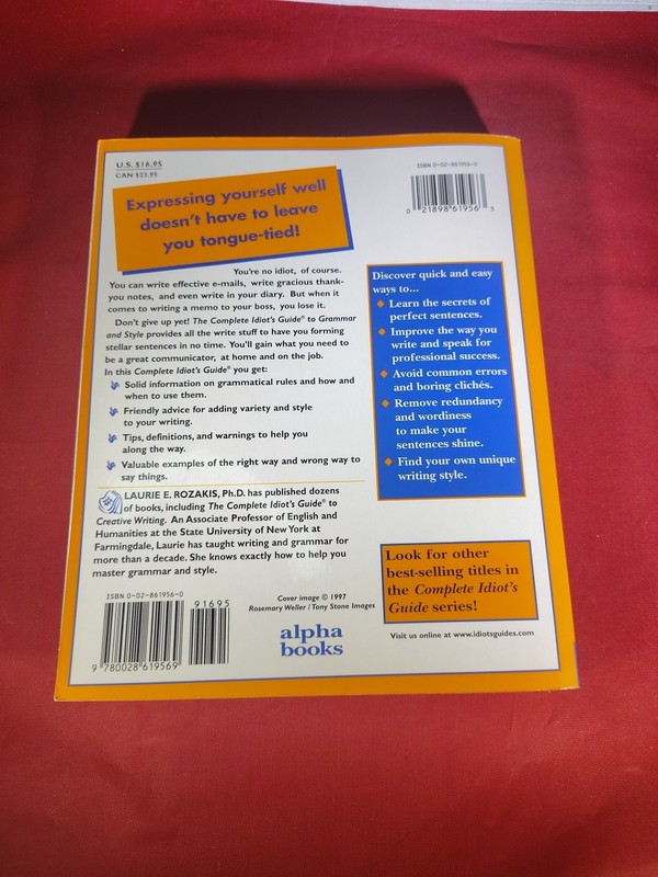 THE COMPLETE IDIOT'S GUIDE TO GRAMMAR AND STYLE By Rabbi Benjamin Blech & Laurie gallery