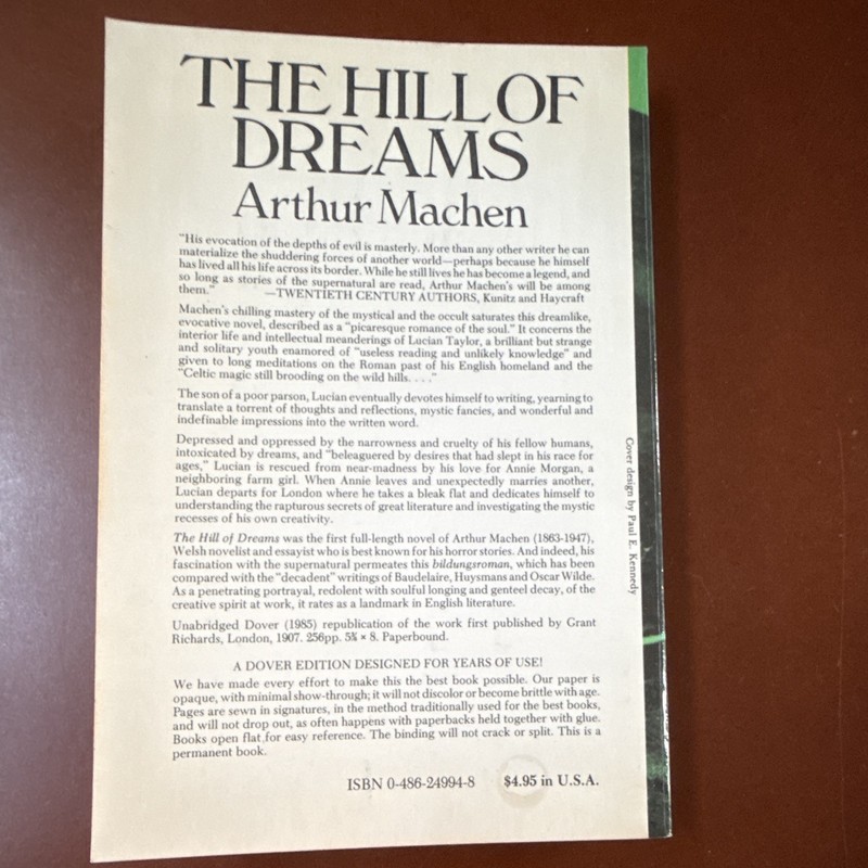 The Hill of Dreams Arthur Machen PB Dover Edition 1986 Dover Unabridged gallery
