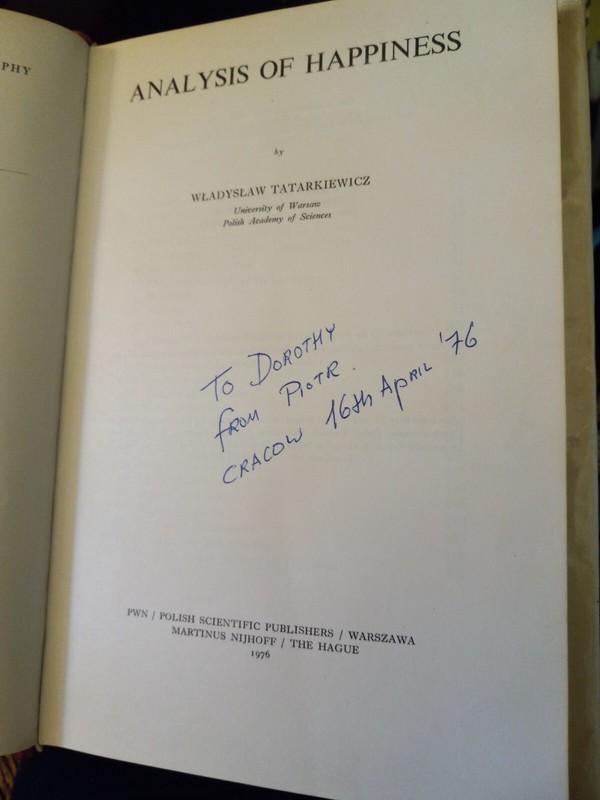 Analysis of Happiness. Wladyslaw Tatarkiewicz +2 letters from Prof.Tatarkiewicz gallery