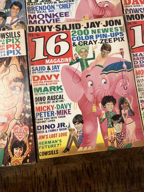 16 Magazine 12 Issues 1968 Teen As Is Monkees Beatles Doors Hermits gallery