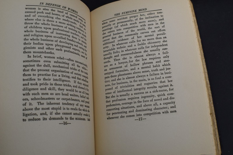 1922 In Defense of Women by HL Mencken HC gallery