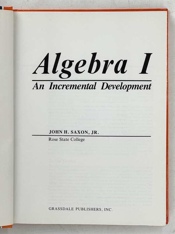 1986 JOHN H. SAXON. Algebra 1 VINTAGE HC gallery