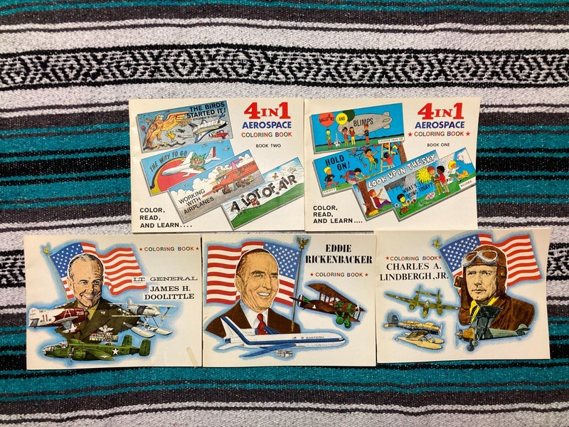 4 In 1 Aerospace Coloring Book Lot (5 Books) Charles Lindbergh James Doolittle
