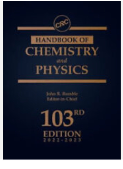 CRC Handbook of Chemistry and Physics Hardcover John R. Rumble