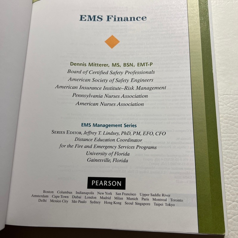 Pearson EMS Finance Dennis Mitterer Textbook EMS Management Series Lindsey gallery