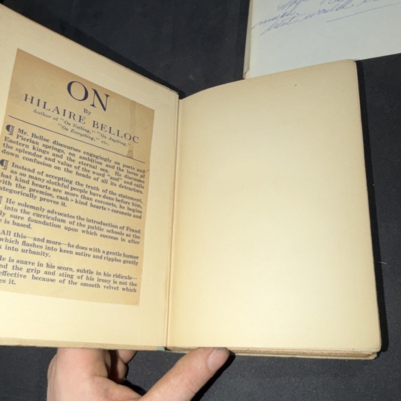 Hilaire Belloc On Essays Hardcover George H. Doran Company New York Original gallery