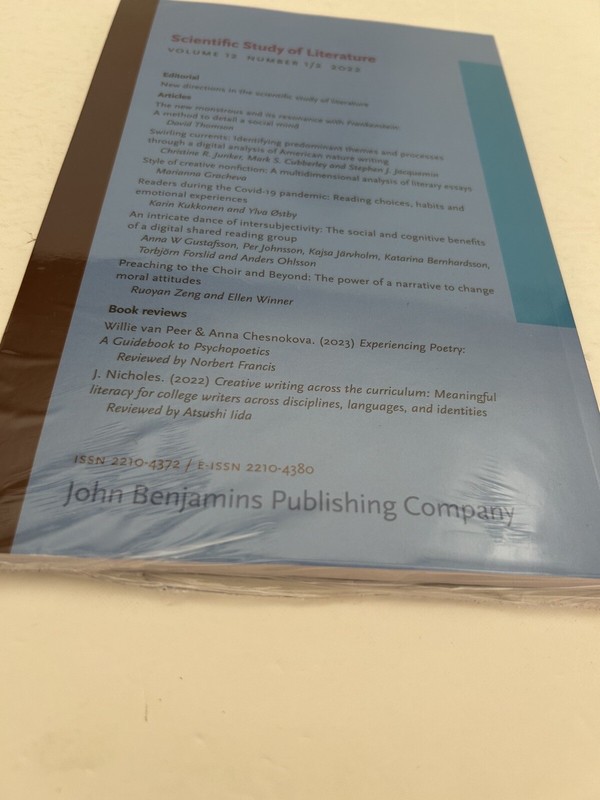 Scientific Study of Literature Volume 12 Issue Number 1/2 2022 TextBook gallery