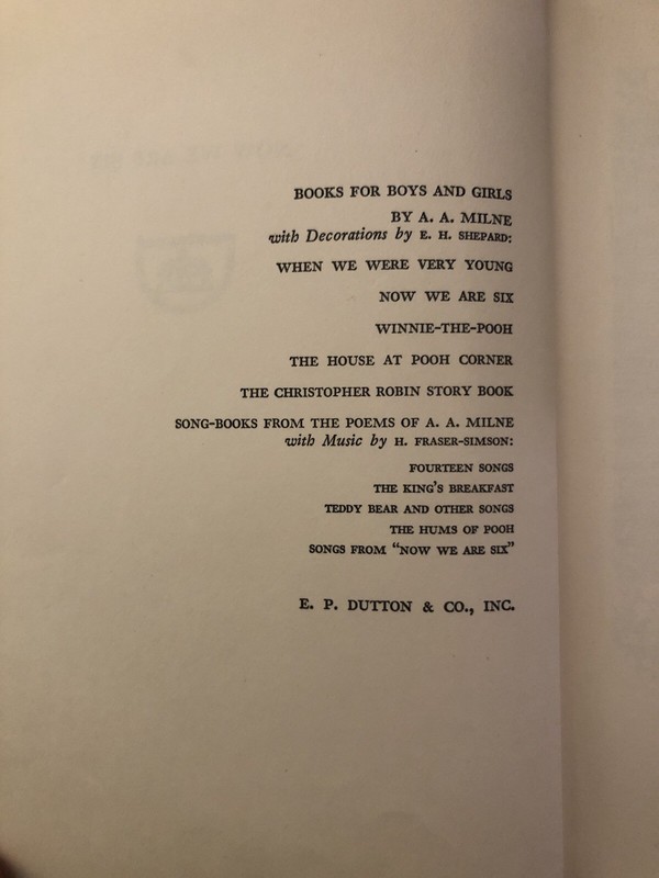 Now We Are Six by A.A. Milne Vintage HC Book E.P. Dutton w/ E.H. Shepard Illus gallery