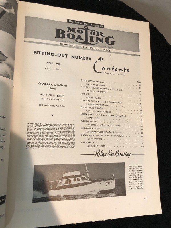 Motor Boating Yachtsmen's Magazine April 1946 Florida Racing Windjammers gallery