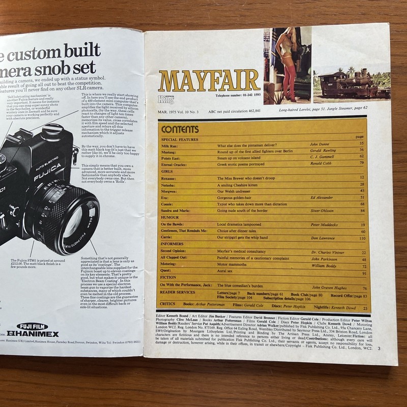 Vintage Mayfair Magazine Vol. 10 No. 3 March 1975 Eva Von Bork gallery