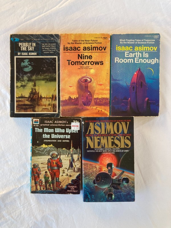 5 by Asimov: Man Who Upset the Universe 9 Tomorrows Pebble in the Sky + More MM
