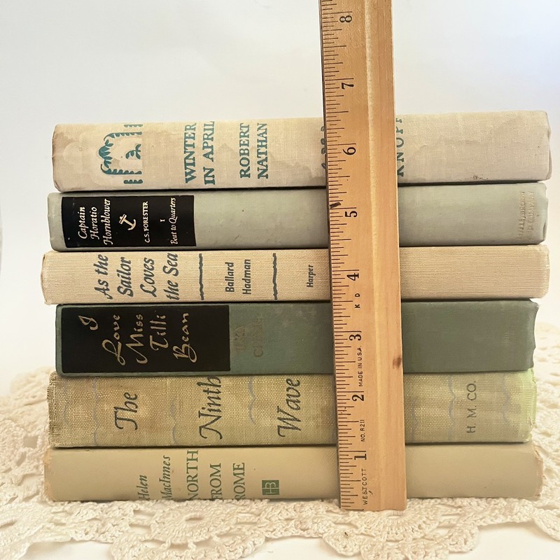 Lot of 6 Vintage Book Stack Bundle Gray Green Library Academia Prop Shelf Decor gallery