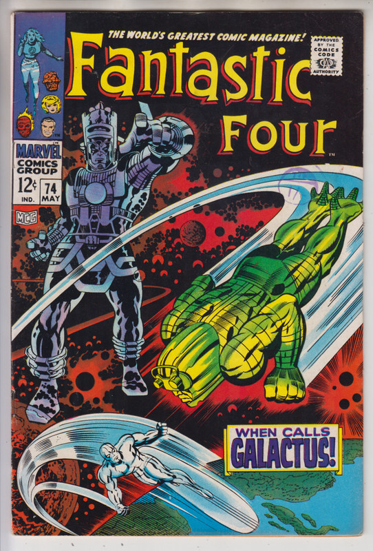 FANTASTIC FOUR # 74 VF+ 8.5 GALACTUS SILVER SURFER COVER & STORY CENTS 1968