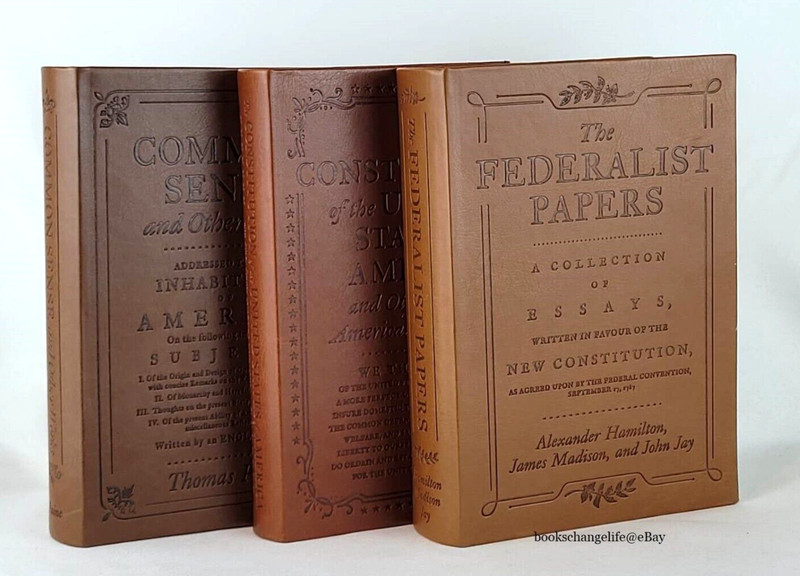 COMMON SENSE, FEDERALIST PAPERS, CONSTITUTION +3 *Set of 6 Leather Book Set NEW* gallery