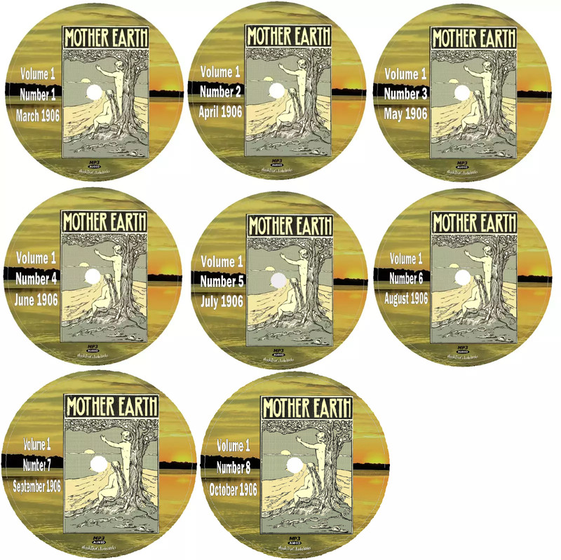 Mother Earth an American Anarchist Journal Vol 1 Issues 1-8 1906 in 8 MP3 CDs
