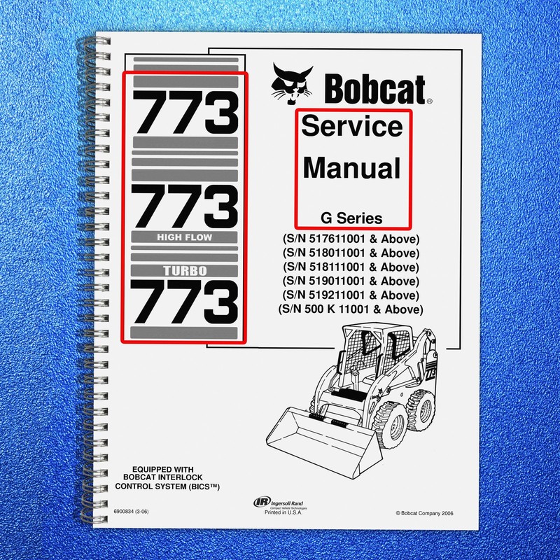 BOBCAT 773 High Flow Turbo G Series Service Manual BINDING COVERING FOLDOUTS