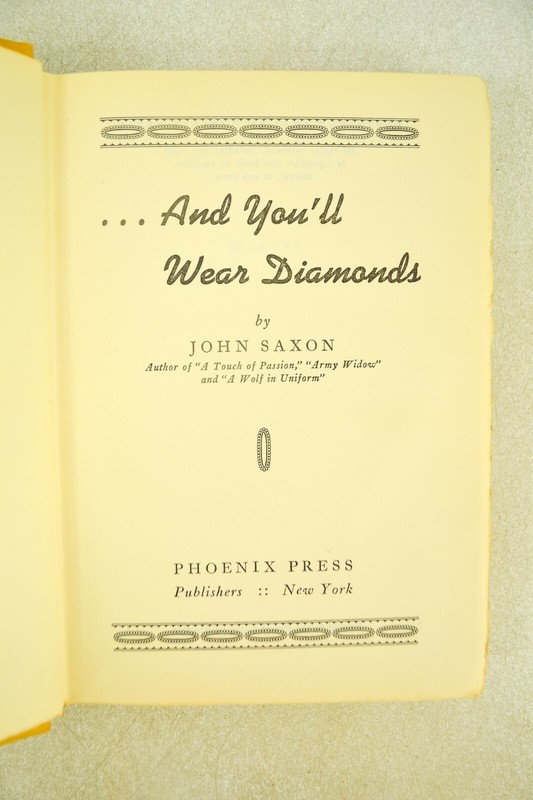 And You’ll Wear Diamonds by John Saxon 1944 HC DJ gallery