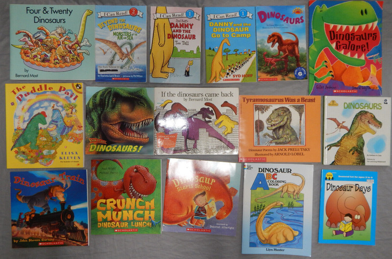 16 kids books DINOSAURS THEMED bulk lot danny crunch munch train galore t-rex