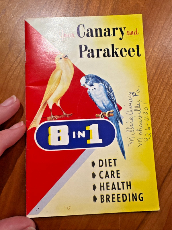 VINTAGE! 1966 Your Canary and Parakeet 8 in 1 Pet Products Brochure