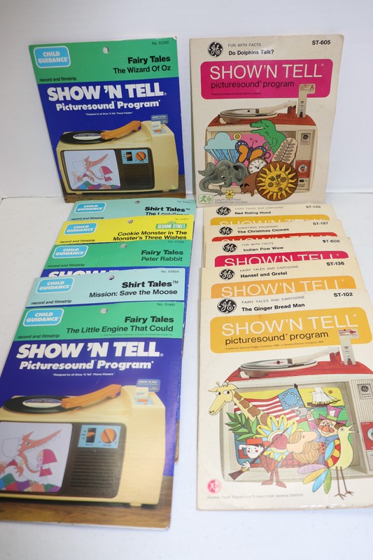 Lot of 12 GE Show & Tell 33 1/3 Record & Slides VG-EUC Wizard of Oz Peter Rabbit