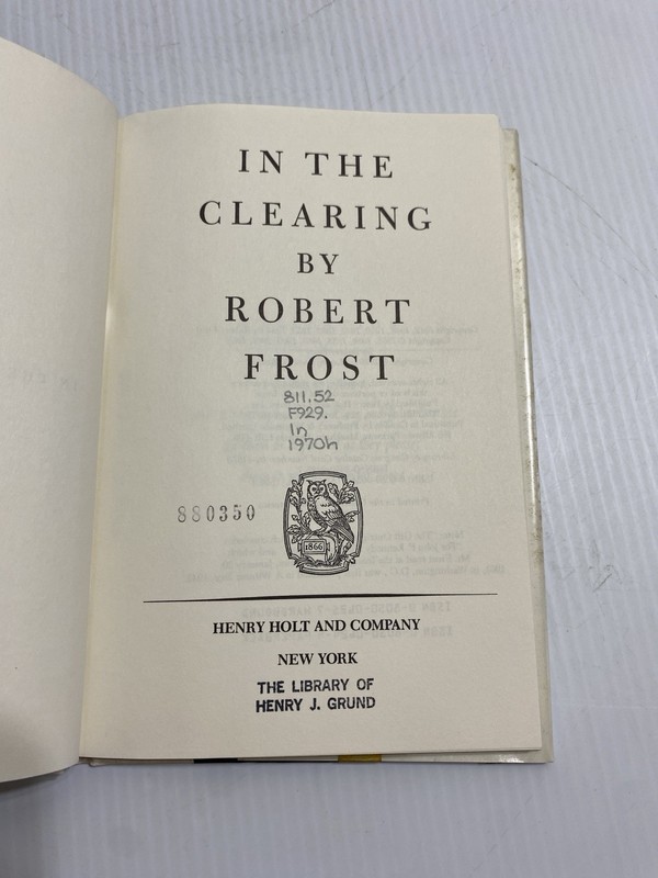 VTG 1970 ROBERT FROST IN THE CLEARING HC BOOK gallery