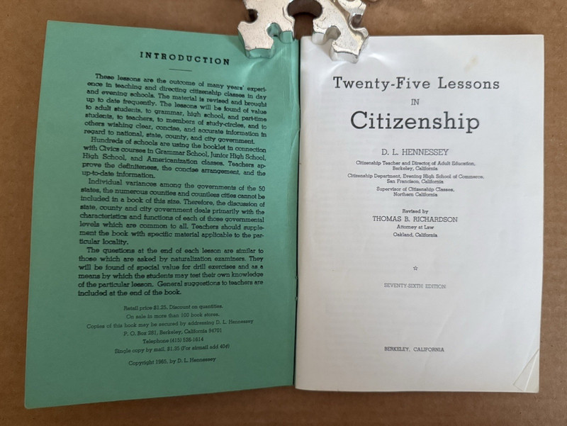 25 Lessons In Citizenship Book Hennessey Berkeley 1965 gallery