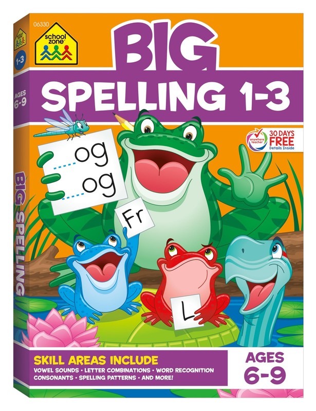 School Zone – Big Spelling Grades 1-3 Workbook – 320 Pages, Ages 6 to 9, 1st…