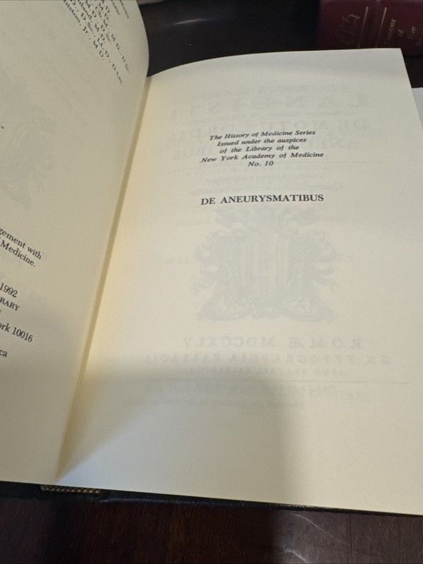 1992 The Classics of Surgery Library Aneurysms - Giovanni Maria Lancisi gallery