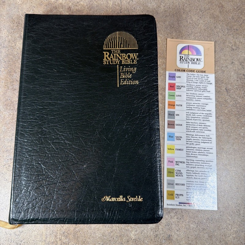 The Rainbow Study Bible Living Bible Edition 1989 Green Bonded Leather