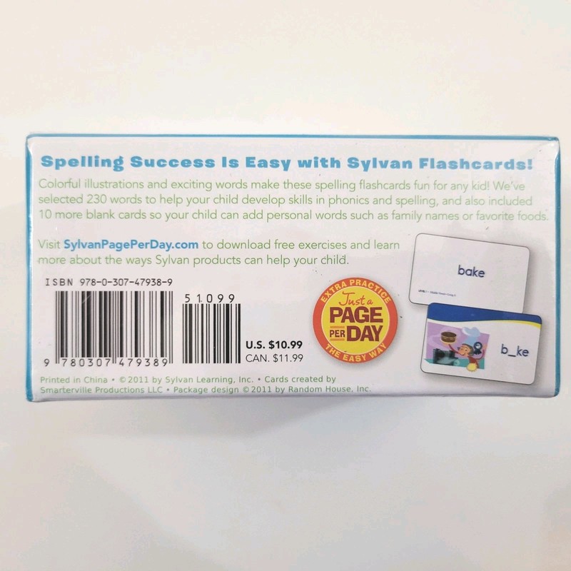 NEW First Grade Spelling Flashcards Sylvan Learning 2011 Random House Sealed Box gallery