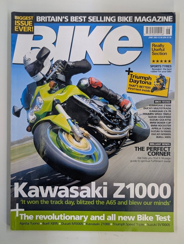 Bike UK Magazine June 2003 Kawasaki Z1000 Triumph Daytona Ducati Multistrada