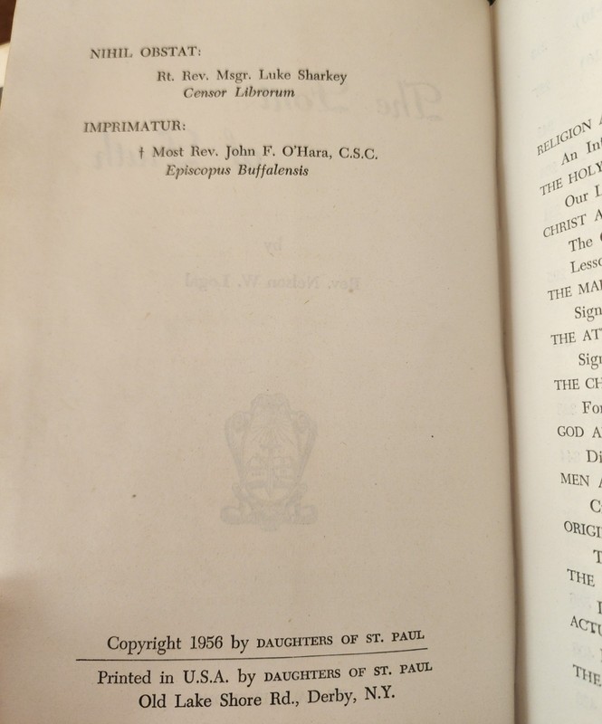 The Font of Truth Rev Nelson W Logal 1956 Daughters St Paul Catholic Catechism gallery