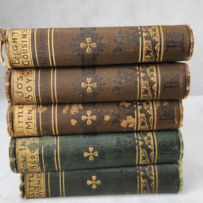 Louisa May Alcott 5 Brown Books Little Women Men Rose in Bloom 8 Cousins Jo boys gallery